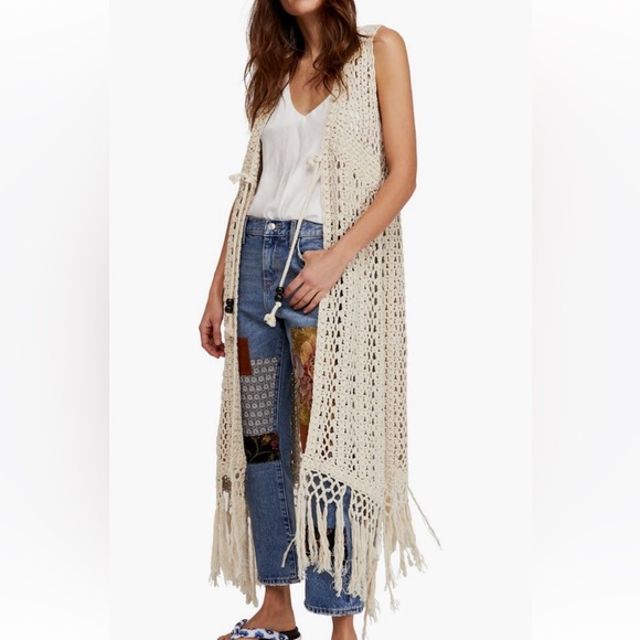 Free People Sweaters - NWT Free People sunflower crochet duster cardigan
